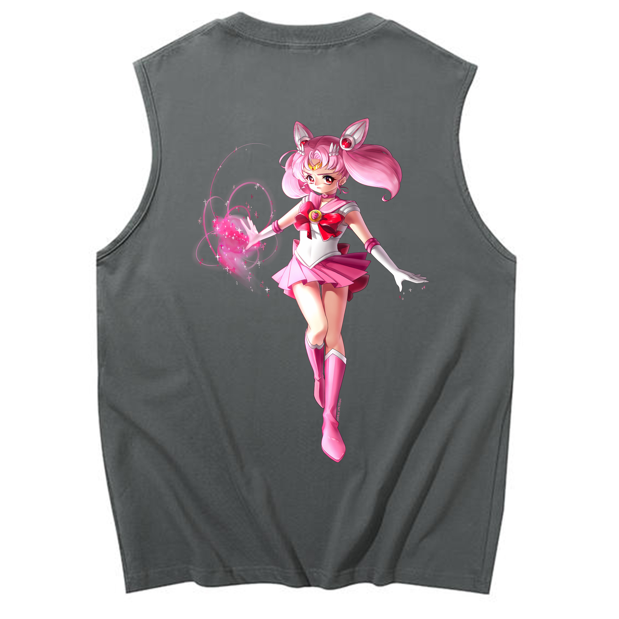 （画像用） 美少女戦士セーラームーン ちびうさ Sailor Moon Chibiusa Tsukino Usagi Small Lady Serenity コットン100％タンクトップ（背面プリント）